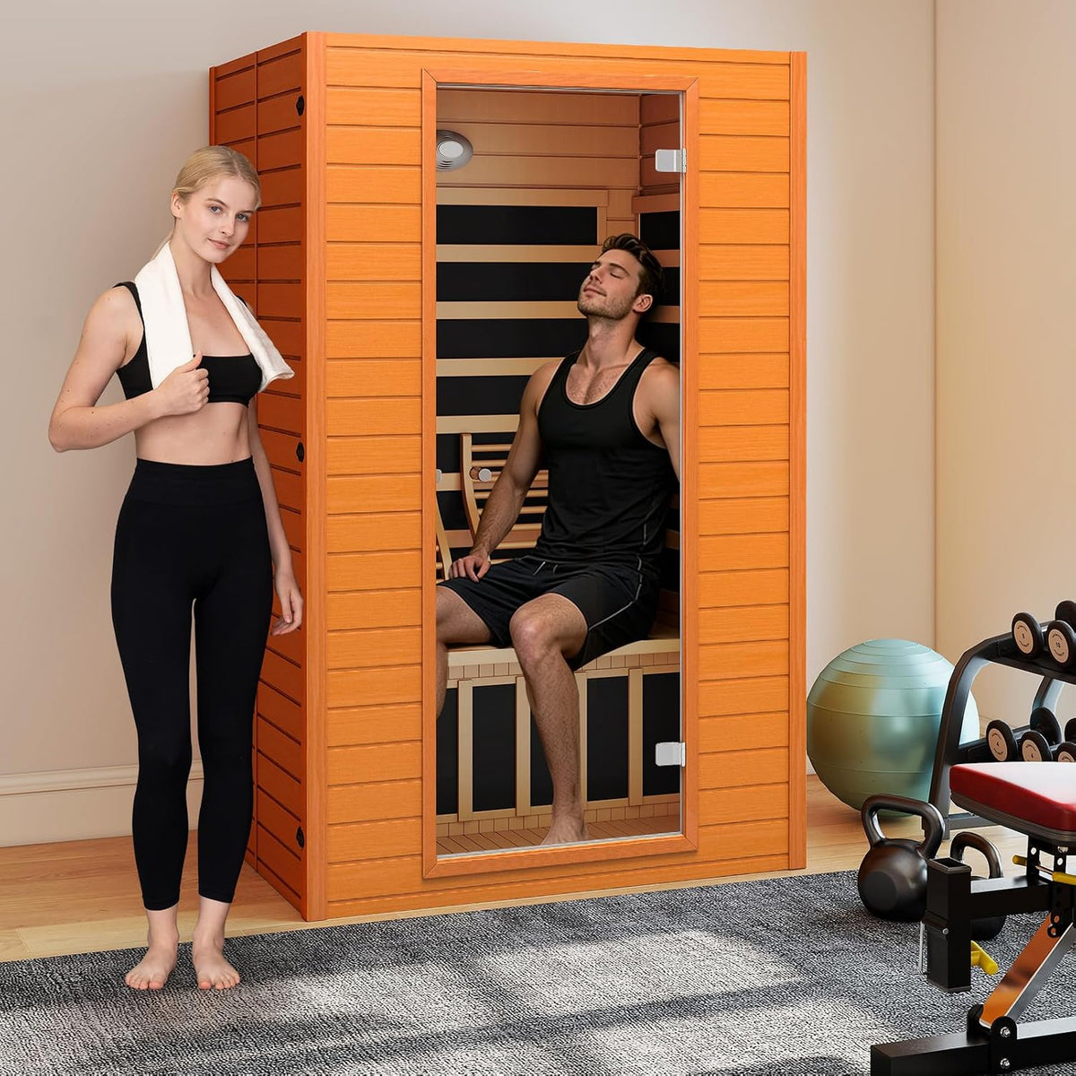 Sauna 2 Person Low EMF FAR Infrared Sauna with Red Light Therapy