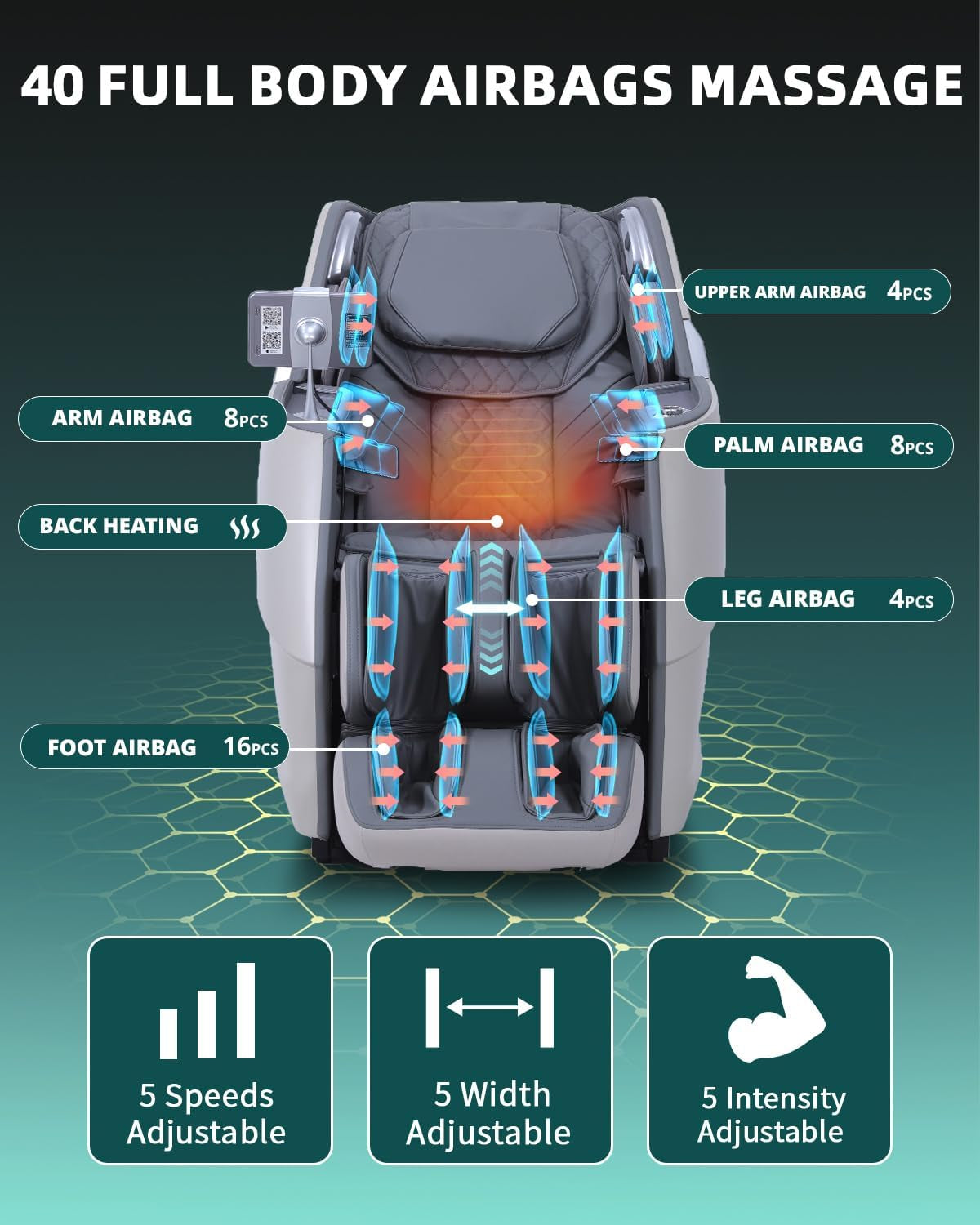 Massage Chair 4D Full Body Zero Gravity 55" Long Sl-Track,Grey