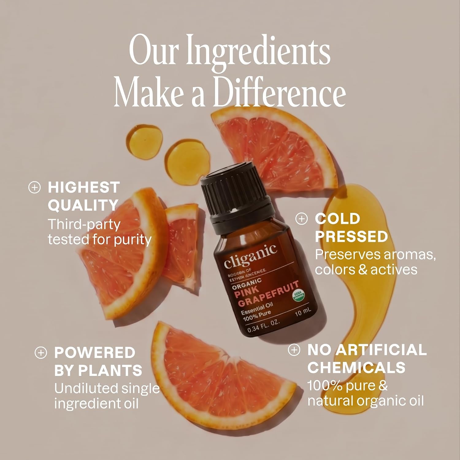 Organic Pink Grapefruit Essential Oil for Diffuser, Pure, 0.33Oz