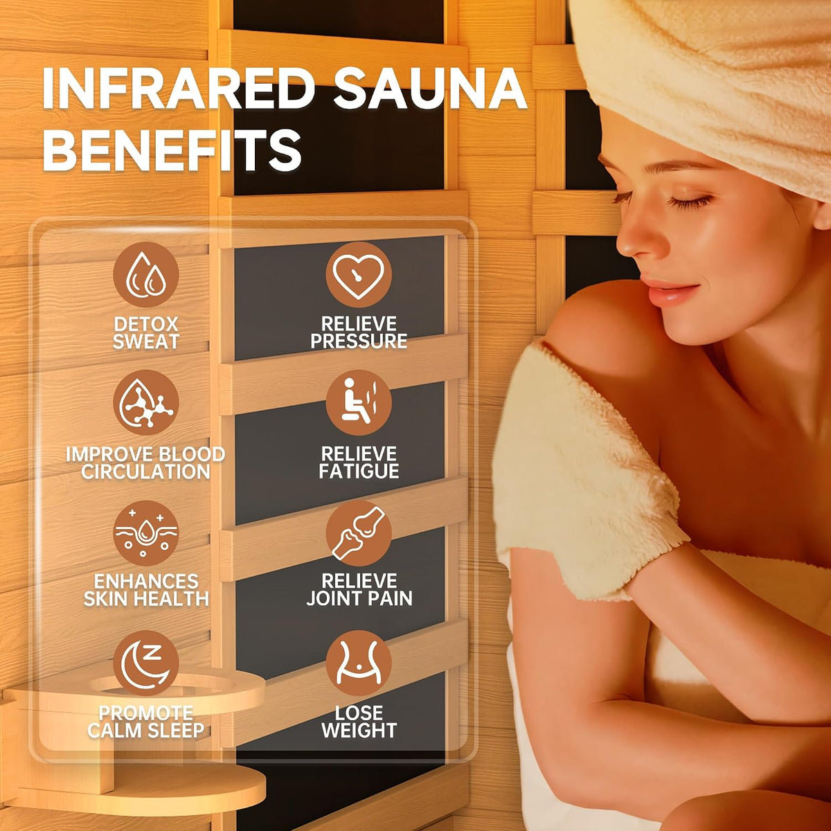 1-2 Person Sauna Low EMF Infrared Sauna with Red Light Therapy
