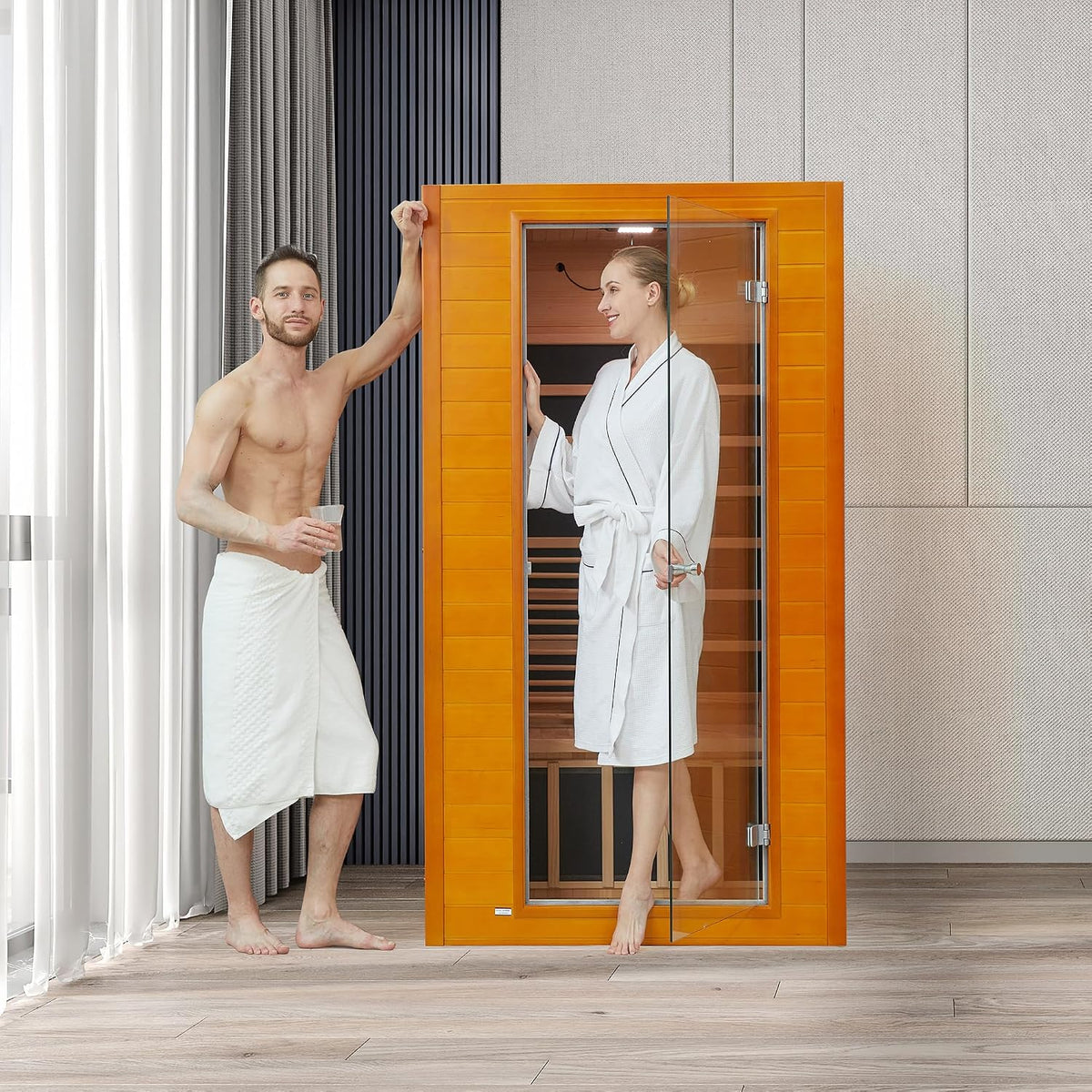 1-2 Person Sauna Low EMF Infrared Sauna with Red Light Therapy