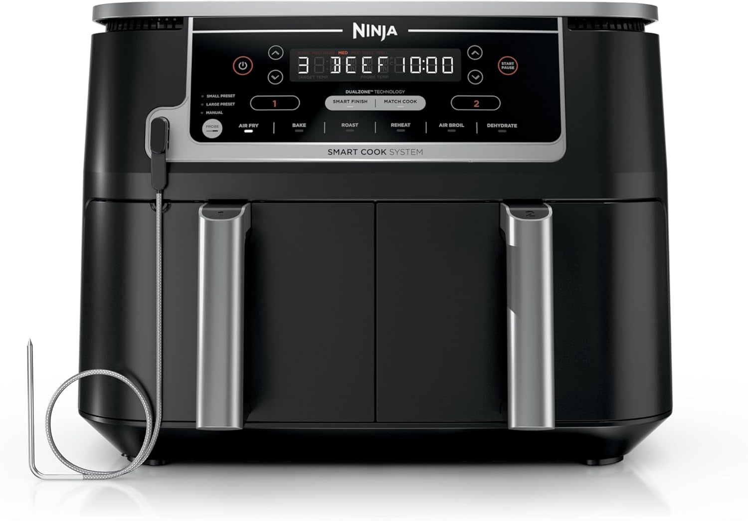 Ninja Foodi Air Fryer, 10 Qt Dualzone Smart XL, 6-In-1, Black, DZ550