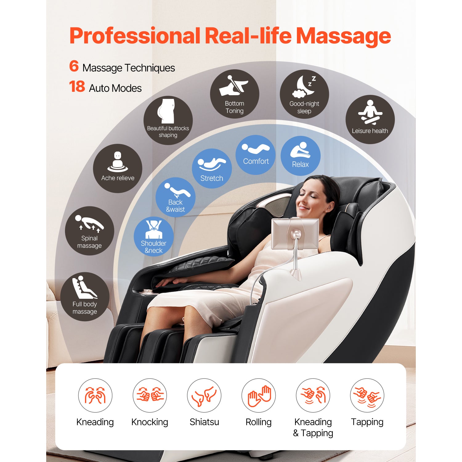 Full Body Massage Chair Zero Gravity 3D Shiatsu Recliner with Sl-Track
