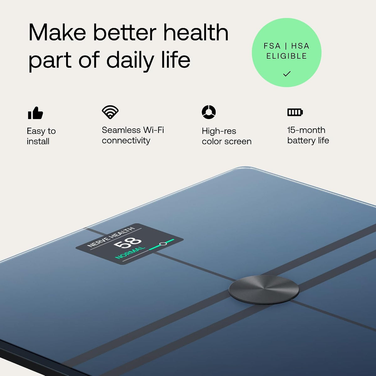 WITHINGS Body Comp - Scale for Body Weight and Complete Body Analysis, Wi-Fi & Bluetooth, Baby Digital Scale, Accurate Visceral Fat, Heart Health, Scales Compatible with Apple