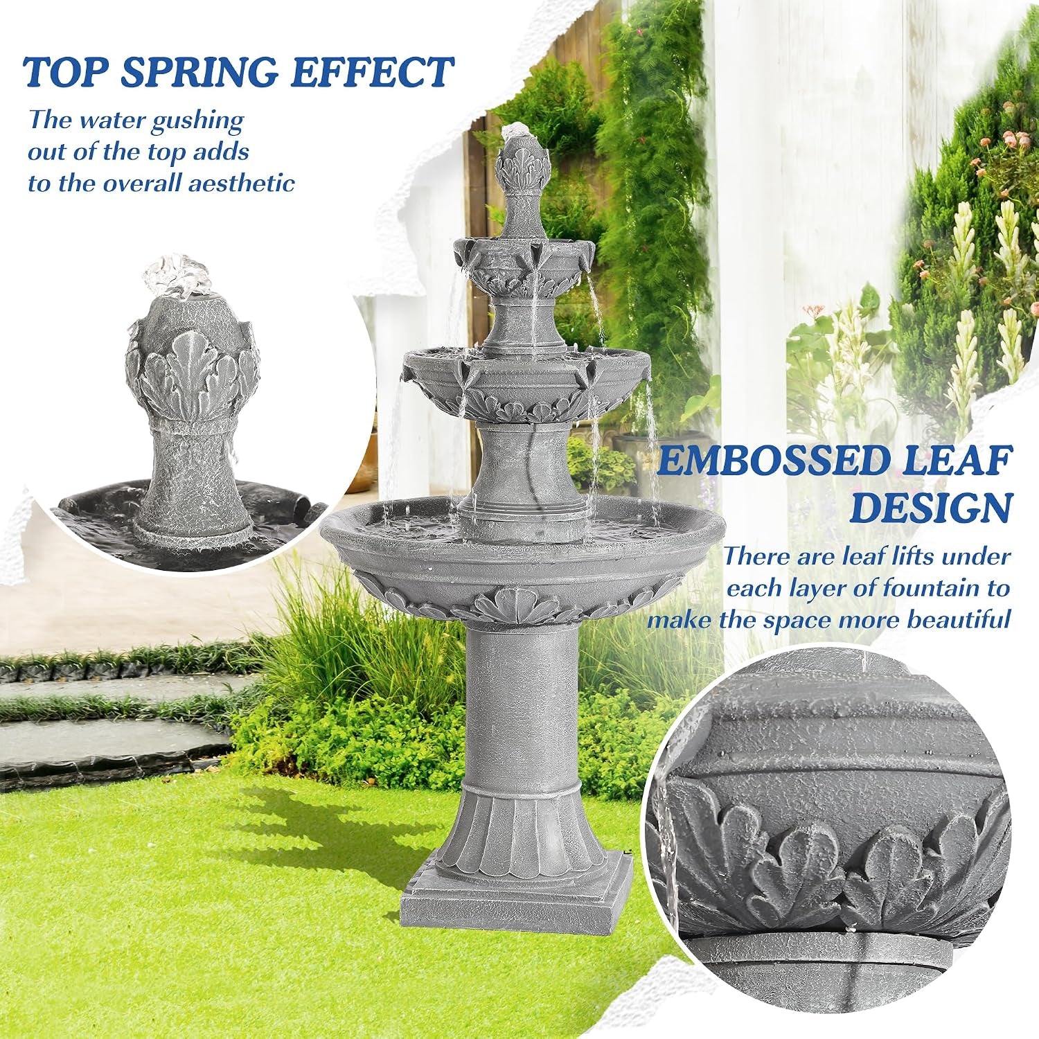 48.4" H Italian Outdoor Water Fountains, Fountains and Waterfalls