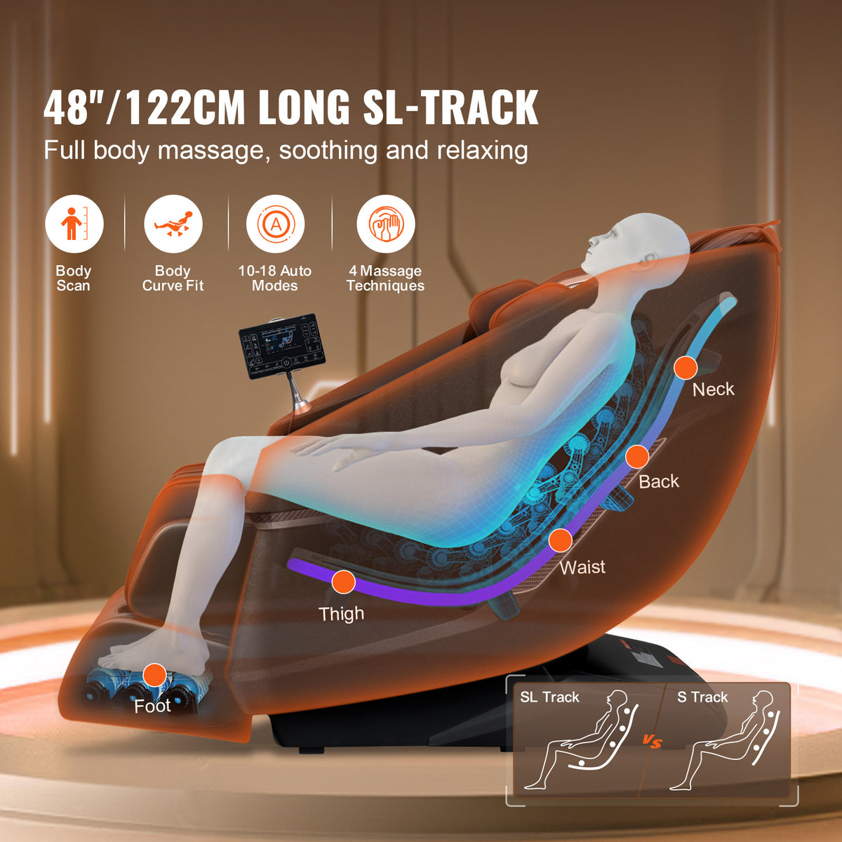 Full Body Massage Chair Zero Gravity 3D Shiatsu Recliner with Sl-Track