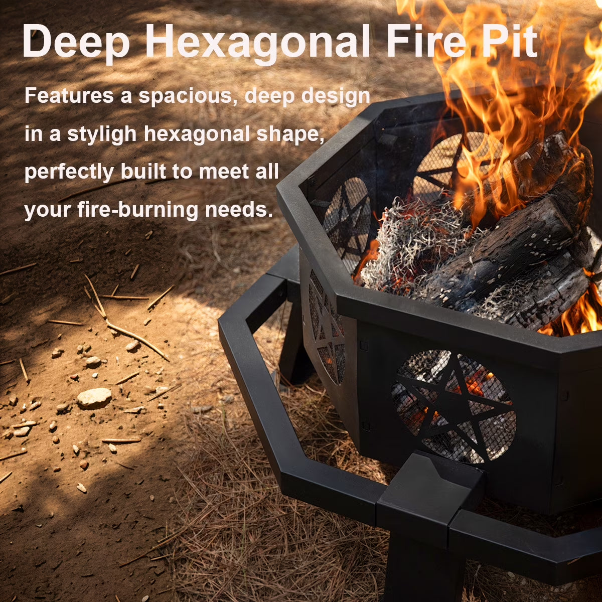 35 Inch Fire Pit, Outdoor Fire Pit Wood Burning Fire Pits with Cooking Grill