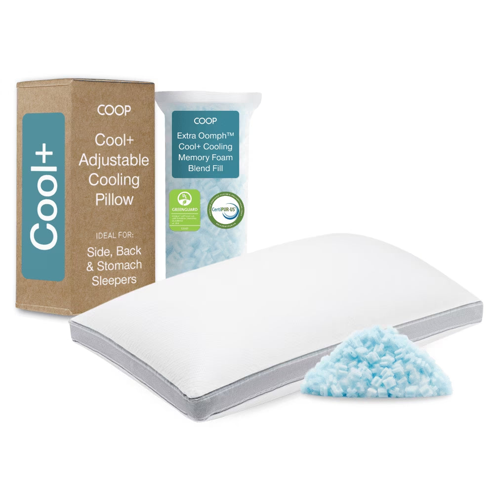 Sleep Goods Eden Cool+ Adjustable Pillow, Queen, Memory Foam, Cooling Gel, Neck Support