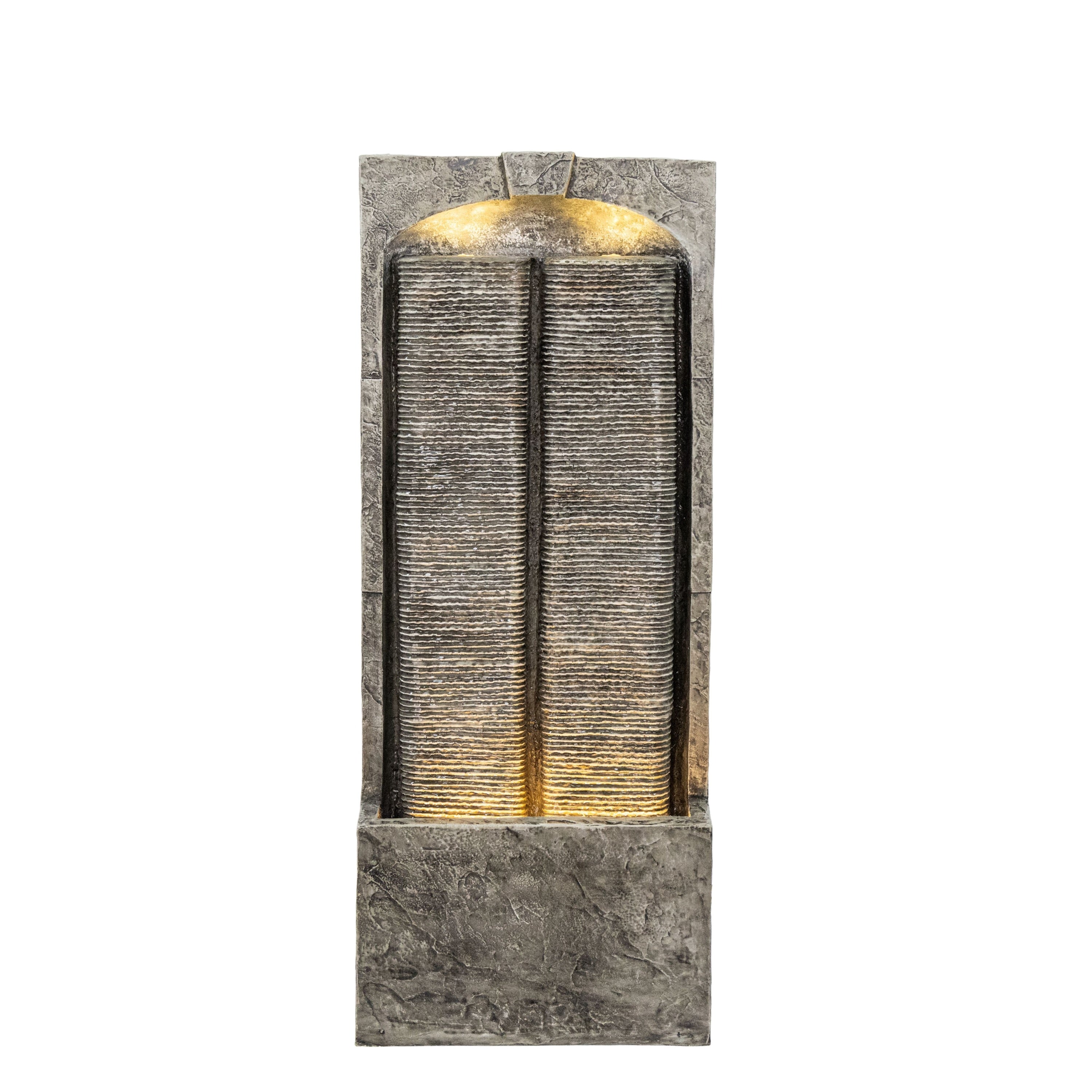 Resin Slate Outdoor Water Wall Fountain with LED Lights