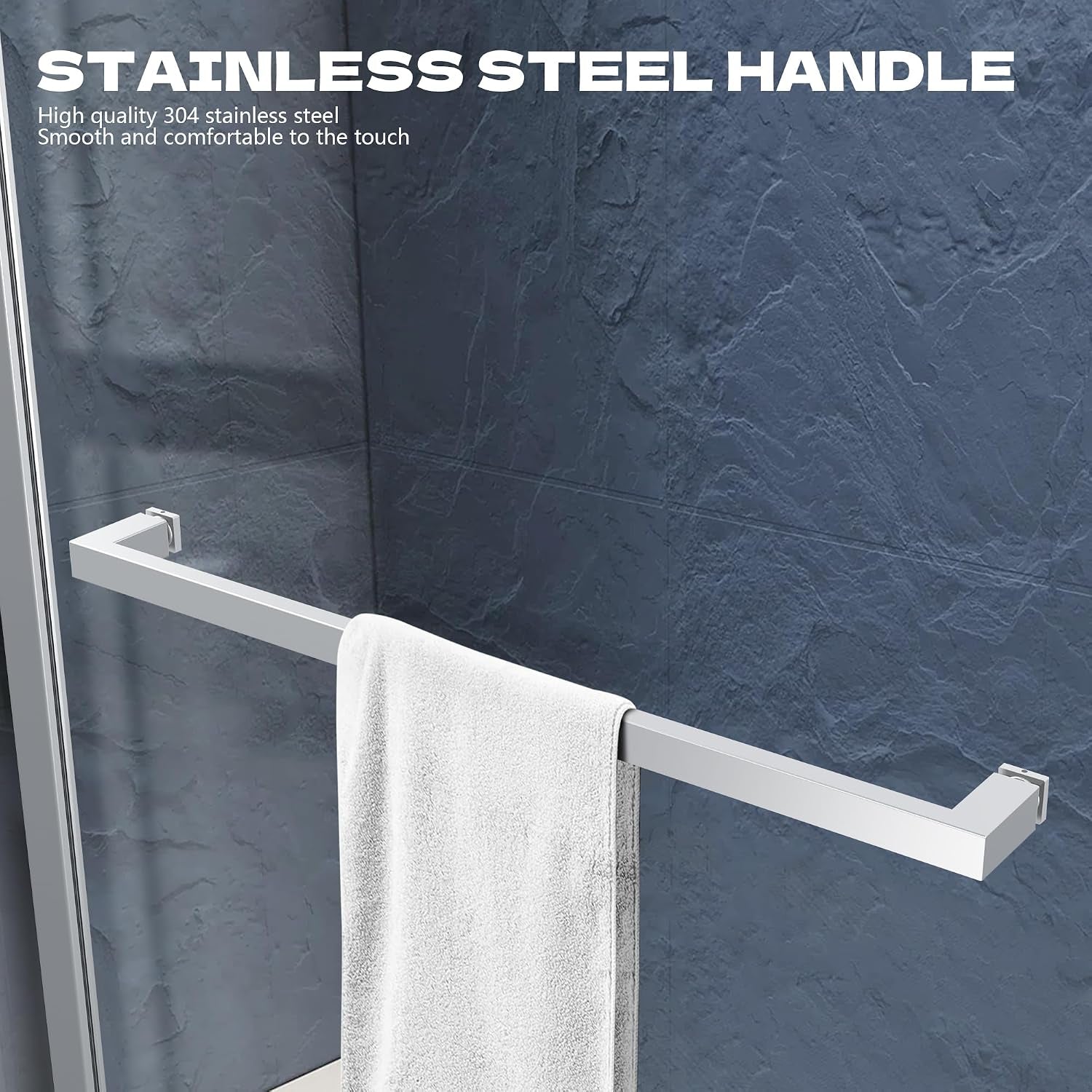 34" X 72" Semi-Framed Fixed Shower Screen, 5/16"(8Mm) Thick Clear Tempered Glass Shower Panel, Shower Screen for Walk in Shower with Frame Hardware Kit, Chrome