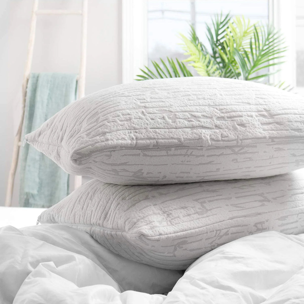 Bed Pillow, Bamboo Pillows for Bed, Queen Size Pillows, 4 Pack
