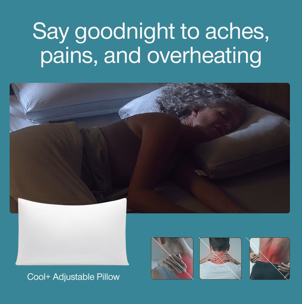 Sleep Goods Eden Cool+ Adjustable Pillow, Queen, Memory Foam, Cooling Gel, Neck Support