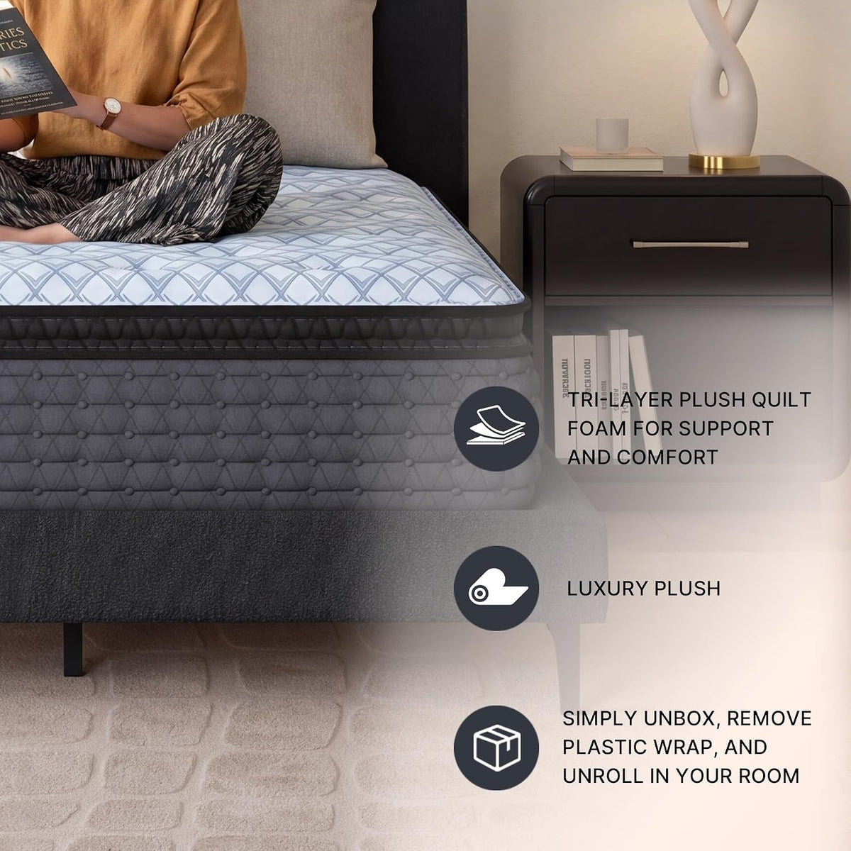 Signature Design by Ashley Hybrid Mattress, Plush King, Pillow Top
