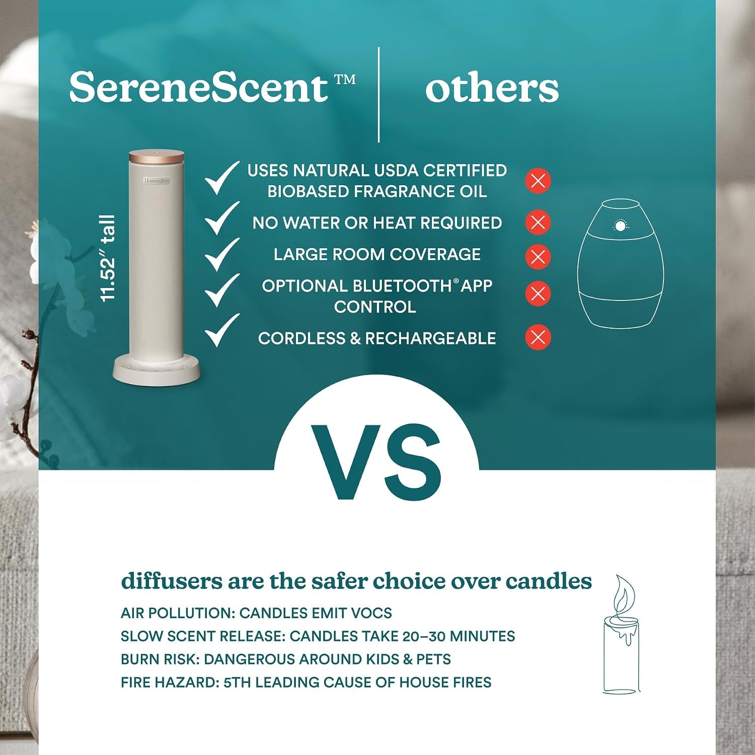 Serenescent Waterless Essential Oil Diffuser, Grey