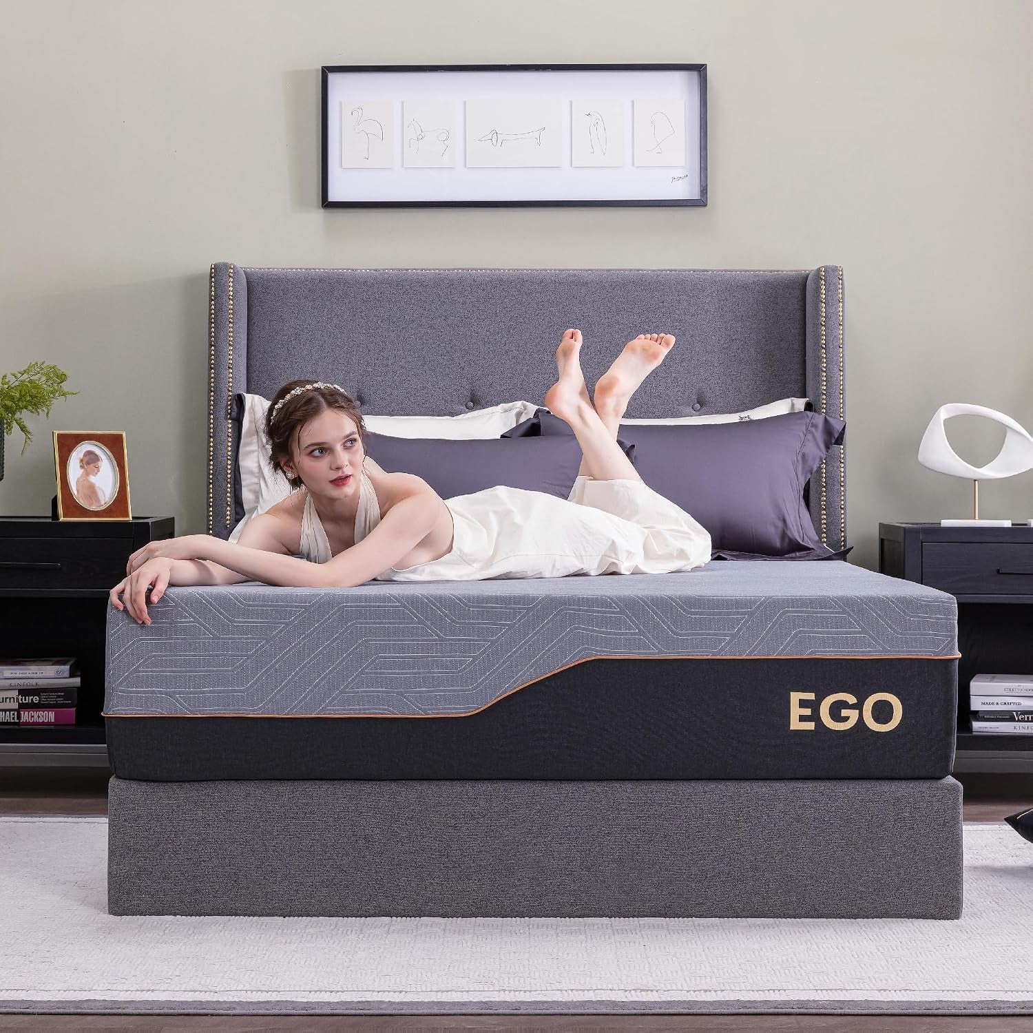 Copper Gel Memory Foam Mattress, 14 Inch Queen Size Mattress Mattresses Made in USA, Certipur-Us Certified, Bed Mattresses, Medium Firm, Black-New