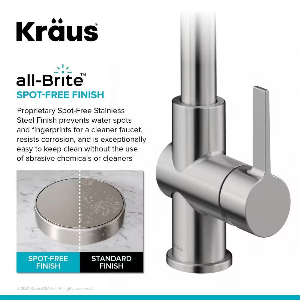 Britt Pull-Down Single Handle Filter Kitchen Faucet in Spot-Free Stainless Steel with Under-Sink Filtration System