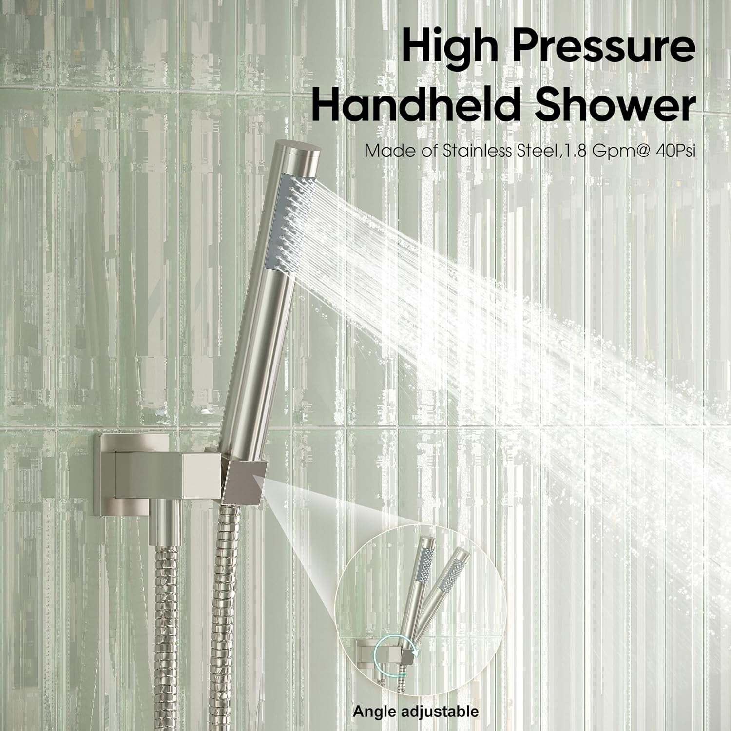 Shower System with Tub Spout, Wall Mounted Bathtub Shower Faucet Set, 10 Inch Rain Shower Head and Handheld Shower Head Set, High Pressure Tub Shower Kit with Shower Valve, Brushed Nickel