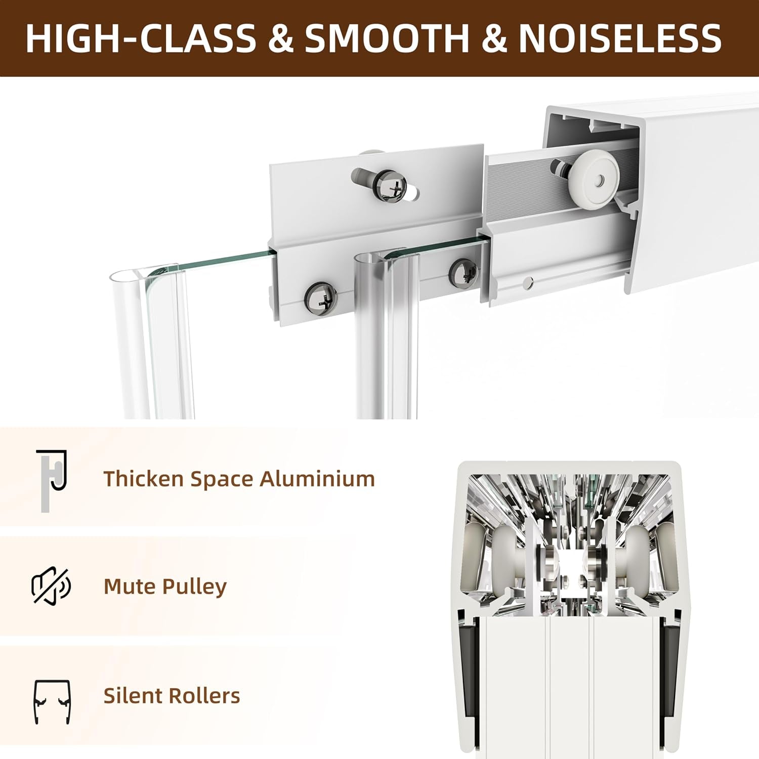 Double Sliding Shower Door,44-48" W X 72" H,Matte White