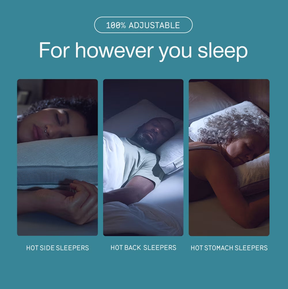 Sleep Goods Eden Cool+ Adjustable Pillow, Queen, Memory Foam, Cooling Gel, Neck Support