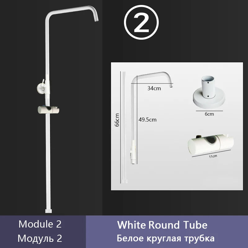 Gray Shower Set Bathroom Copper Shower System LED Digital Display Temperature Bathtub Shower Faucet DIY Shower Accessories Sets