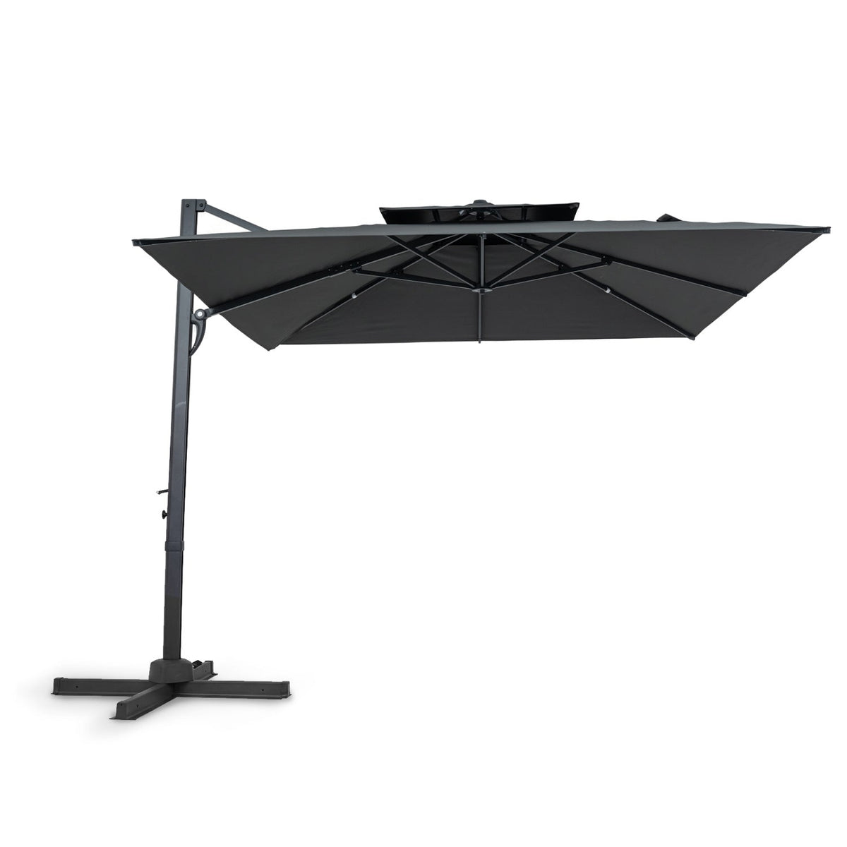10 FT Patio Cantilever Umbrella with 360° Rotation and 8 Sturdy Ribs for Backyard