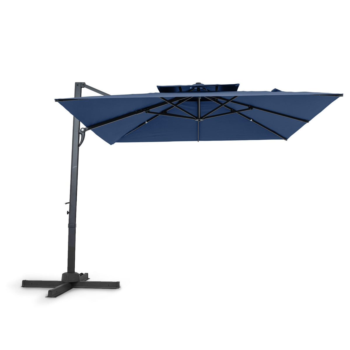 10 FT Patio Cantilever Umbrella with 360° Rotation and 8 Sturdy Ribs for Backyard