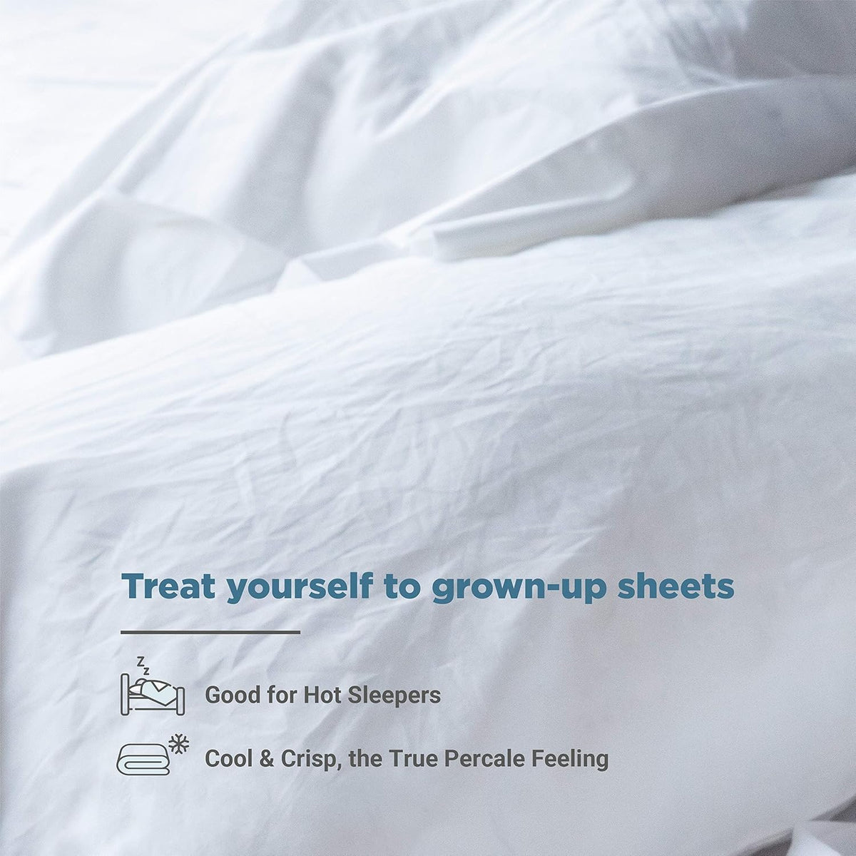 100% Organic Cotton Percale Weave Twin Size Sheet Set, 300 TC, GOTS Certified, Cool & Crisp, Breathable, Fits Mattresses up to 17" Deep, Skin-Friendly, Durable Luxury – White