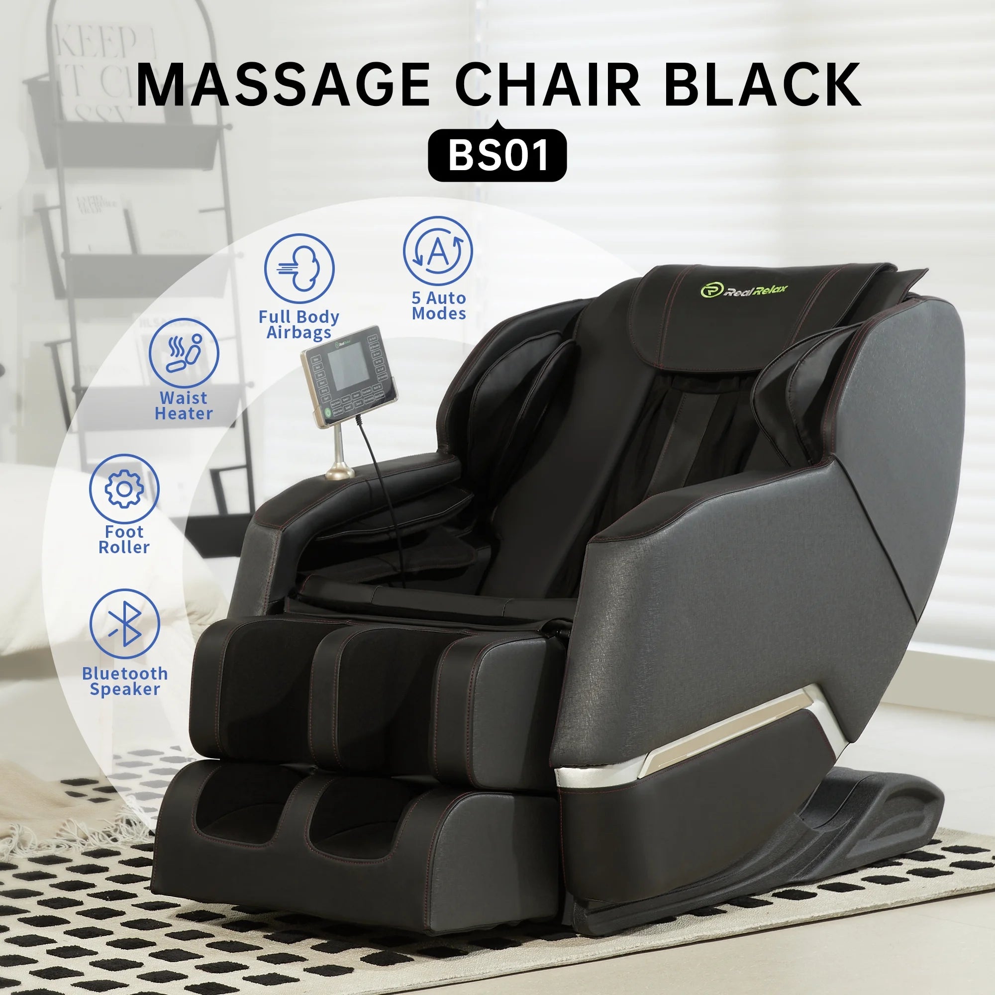 Full Body Zero Gravity Shiatsu Recliner Electric Massage Chair, Black