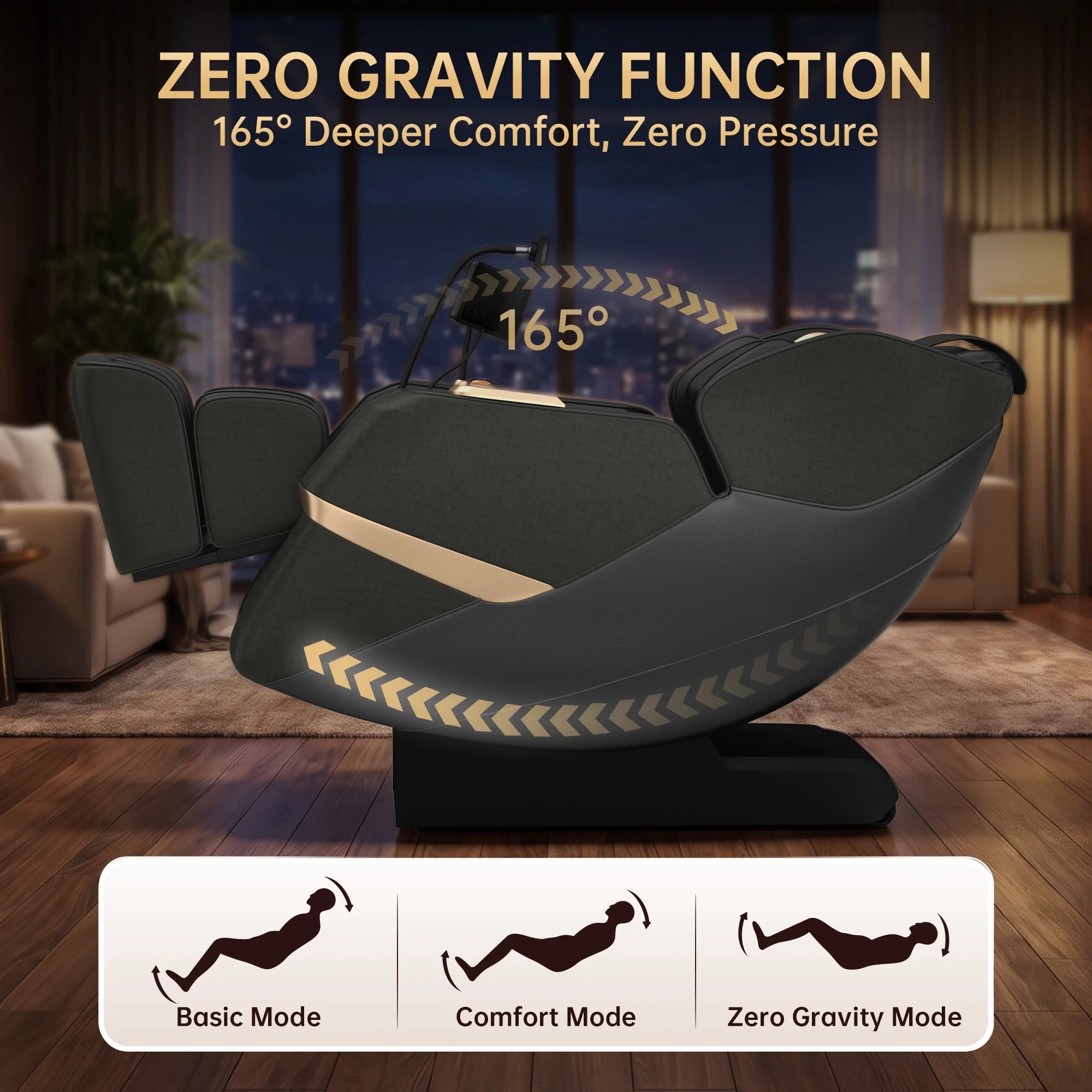 3D Massage Chair, Full Body Zero Gravity Recliner with SL Track, Yoga Stretching, Foot Rollers, Bluetooth, Heating, Black