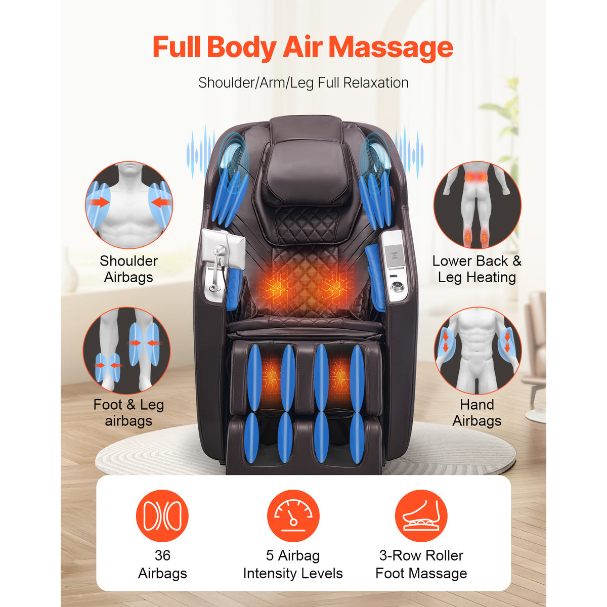 Full Body Massage Chair Zero Gravity 3D Shiatsu Recliner with Sl-Track