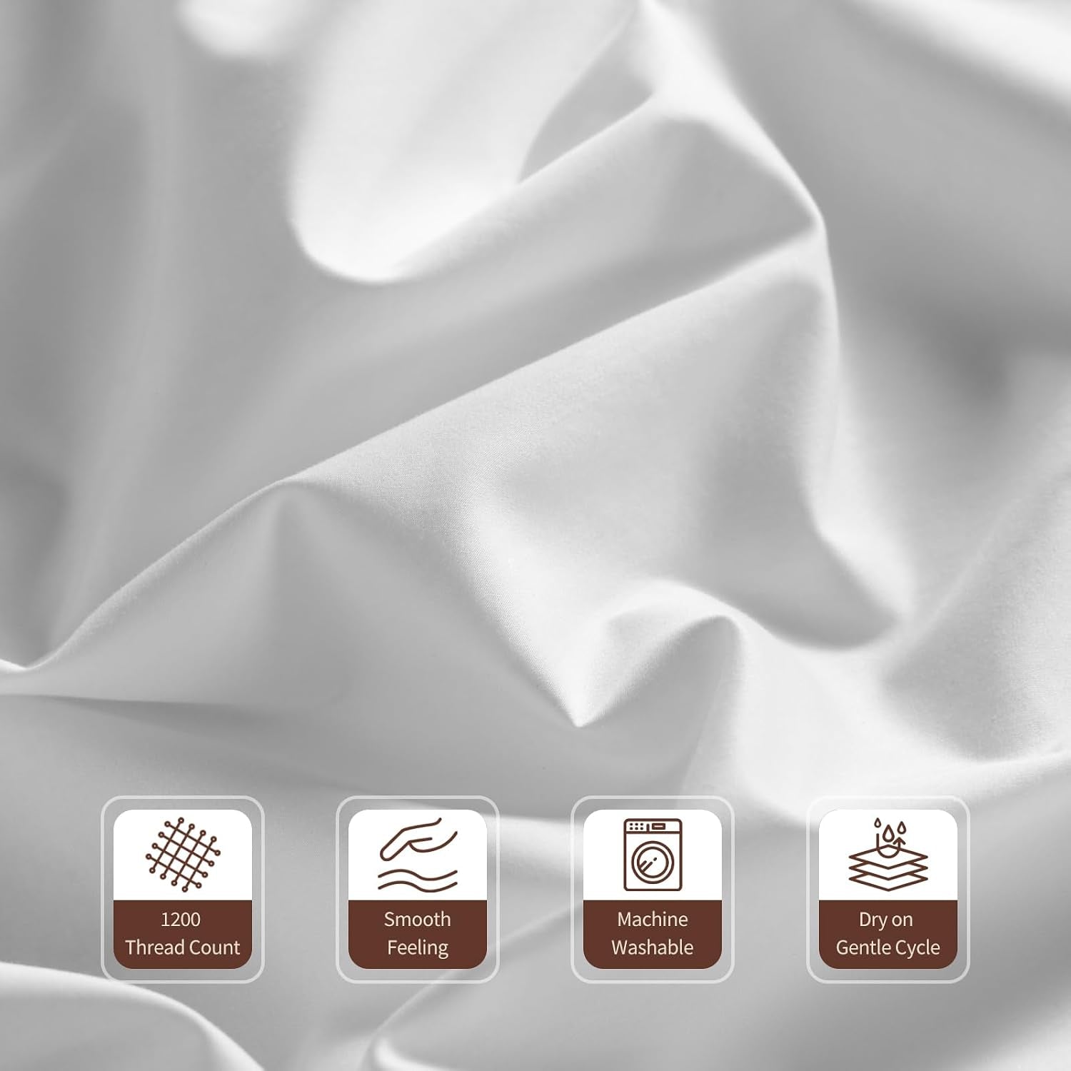 100% Cotton 1200 Thread Count Sheets Set Bedding Sets,Bed Sheet 4 Piece Sets,16 Inches Deep Pocket (White, Queen)