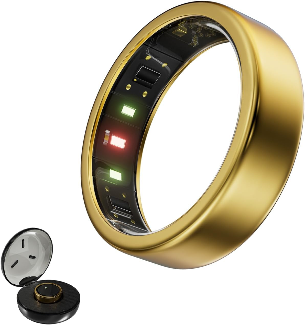 Titanium Smart Ring for Women & Men – Ultra-Light (2.7–3.2G), 4–6 Days Battery, 500Mah Case for 3 Recharges, Health & Fitness Tracker (Gold 9)