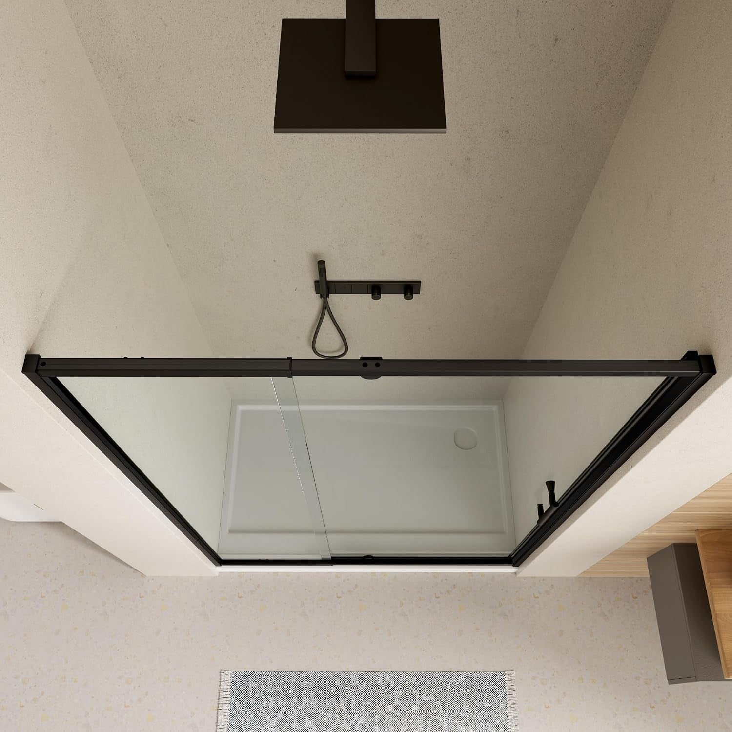 56-60" W X 71" H Pivot Swing Glass Shower Door,Matte Black