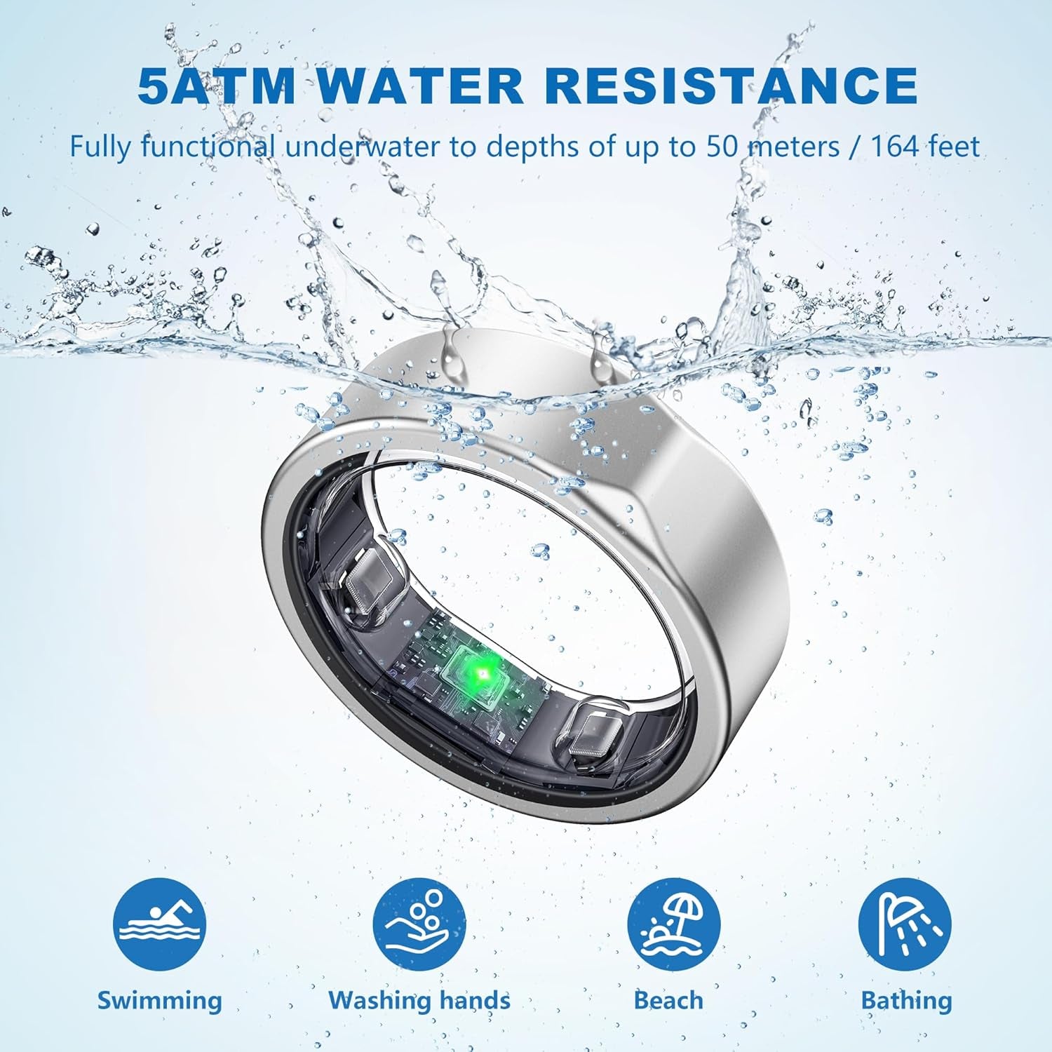 Smart Ring for Women Men, Minimalist Fitness Ring&Health Ring with Heart Rate