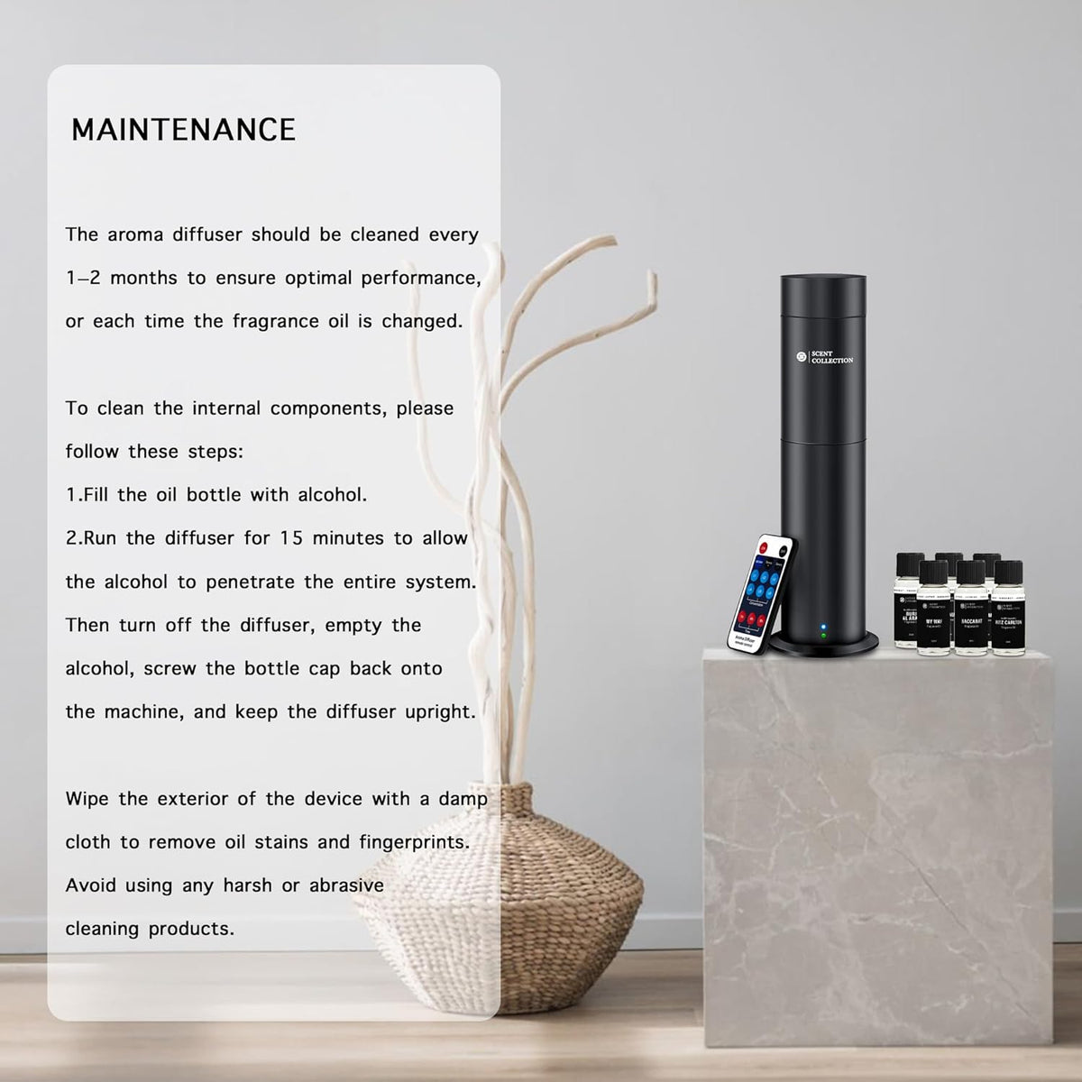 Hotel Waterless Scent Diffuser with 6 Fragrance Oils Covers up to 700 Sq Ft