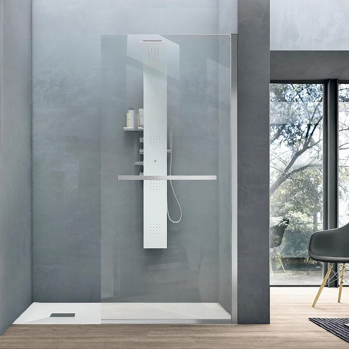 34" X 72" Semi-Framed Fixed Shower Screen, 5/16"(8Mm) Thick Clear Tempered Glass Shower Panel, Shower Screen for Walk in Shower with Frame Hardware Kit, Chrome