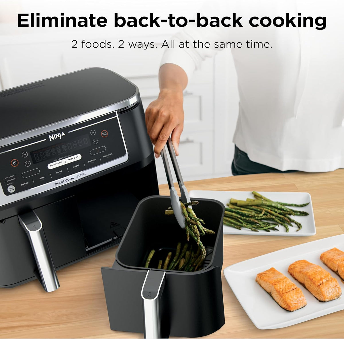Ninja Foodi Air Fryer, 10 Qt Dualzone Smart XL, 6-In-1, Black, DZ550