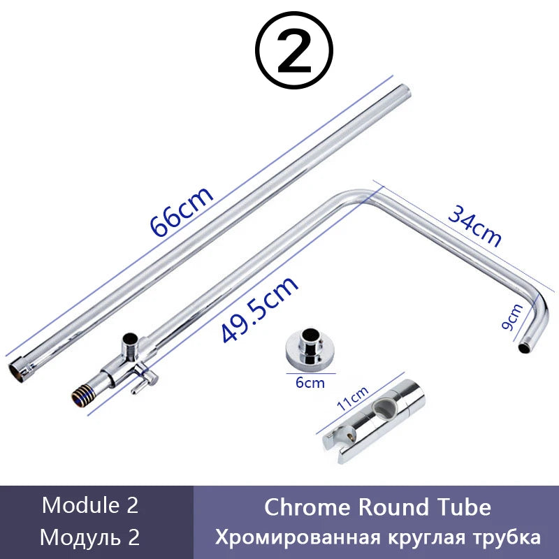 Gray Shower Set Bathroom Copper Shower System LED Digital Display Temperature Bathtub Shower Faucet DIY Shower Accessories Sets