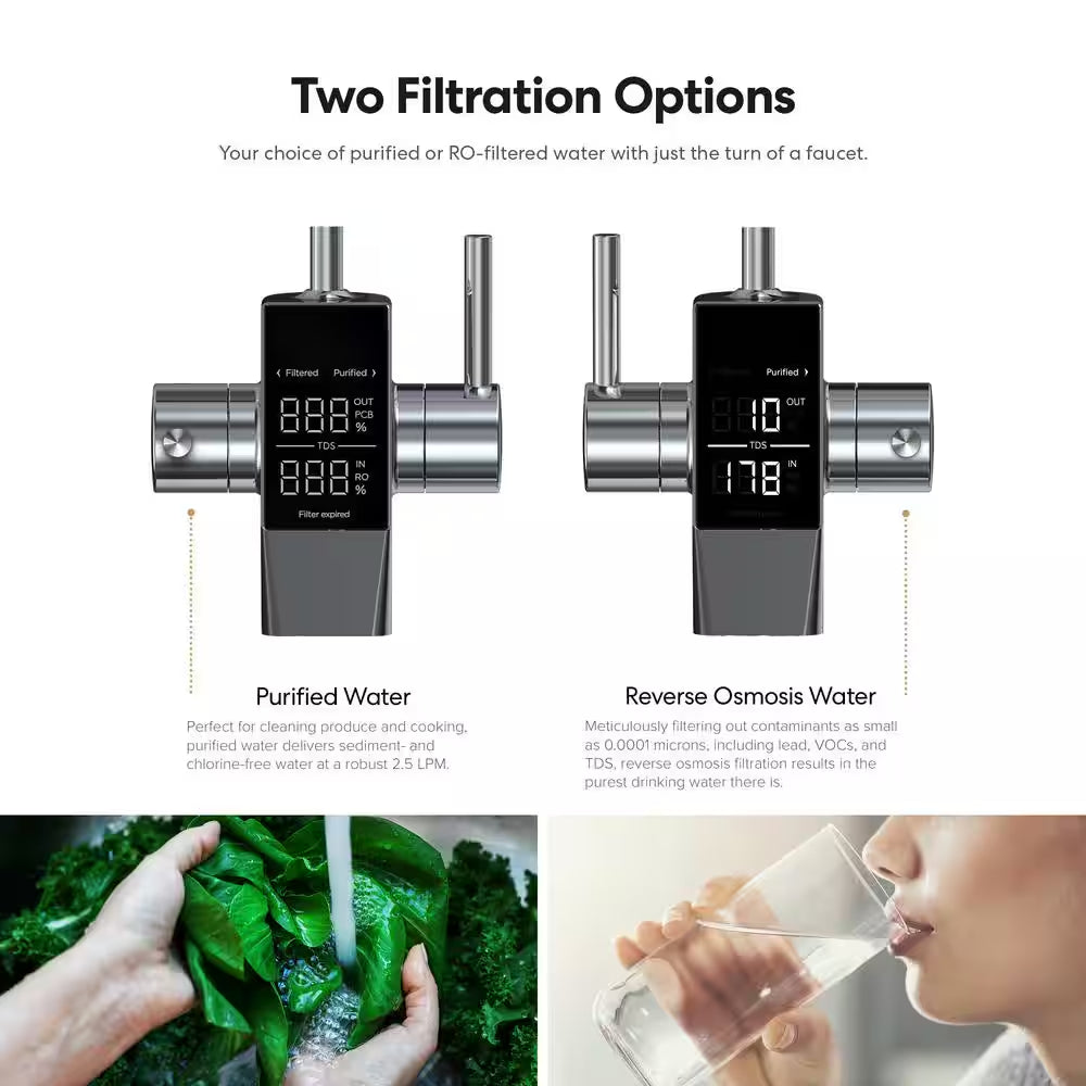 Aquus Reverse Osmosis 2-Stage Under-Sink Location Tankless Water Filter System, Smart Faucet 600 Gal. per Day 1.5:1