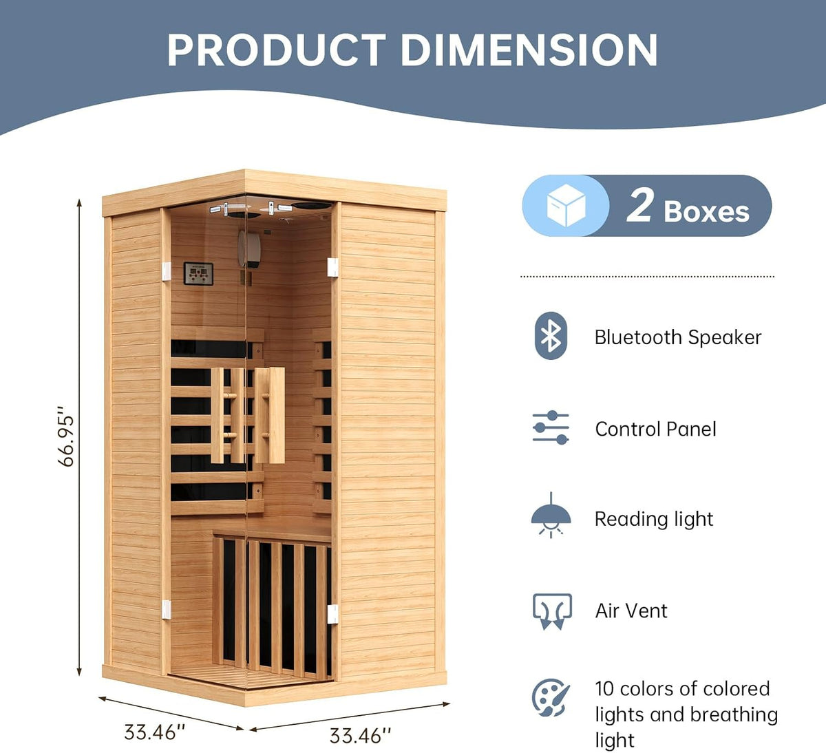 Wooden Infrared Saunas, Traditonal 1 Person Sauna with Red Light