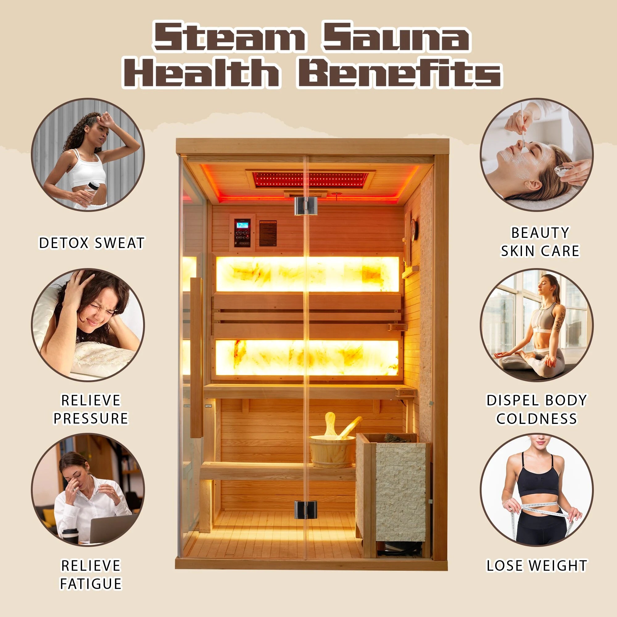 Infrared & Steam Sauna (Varied Sizes & Shapes)