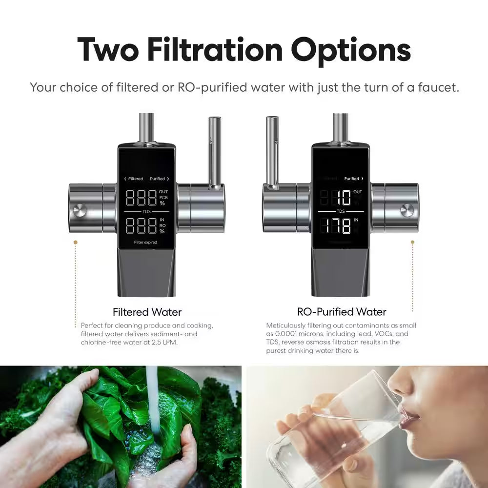 G10-U Reverse Osmosis Water Filtration System with Smart Faucet, 500 GPD, 2:1 Pure to Drain, 5-In-2 Filtration