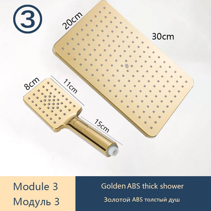 Gray Shower Set Bathroom Copper Shower System LED Digital Display Temperature Bathtub Shower Faucet DIY Shower Accessories Sets