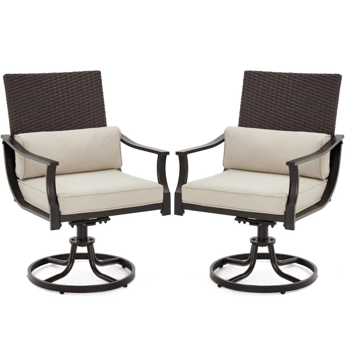 Outdoor Patio Dining Set with Swivel Chairs, Dining Table with Umbrella Hole, Metal Patio Furniture for Backyard Deck Patio