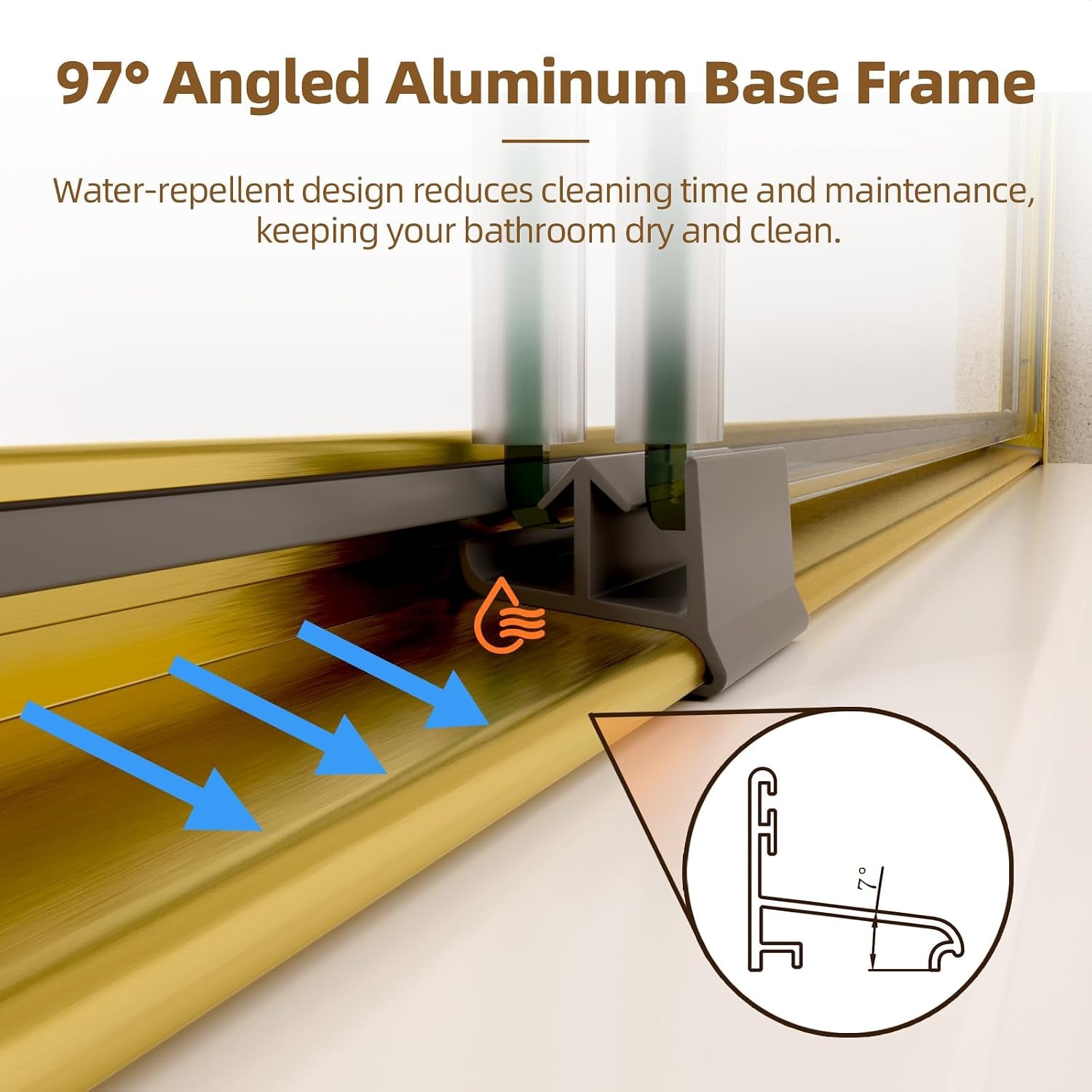 Double Sliding Shower Door,44-48" W X 70" H，Brush Gold