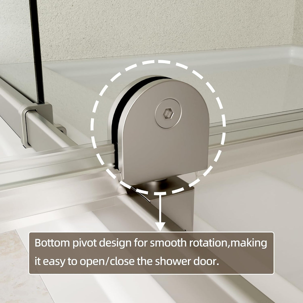 56-60" W X 71" H Pivot Swing Glass Shower Door,Chrome