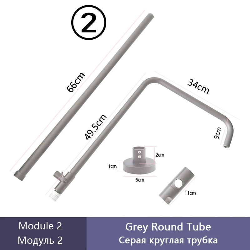 Gray Shower Set Bathroom Copper Shower System LED Digital Display Temperature Bathtub Shower Faucet DIY Shower Accessories Sets