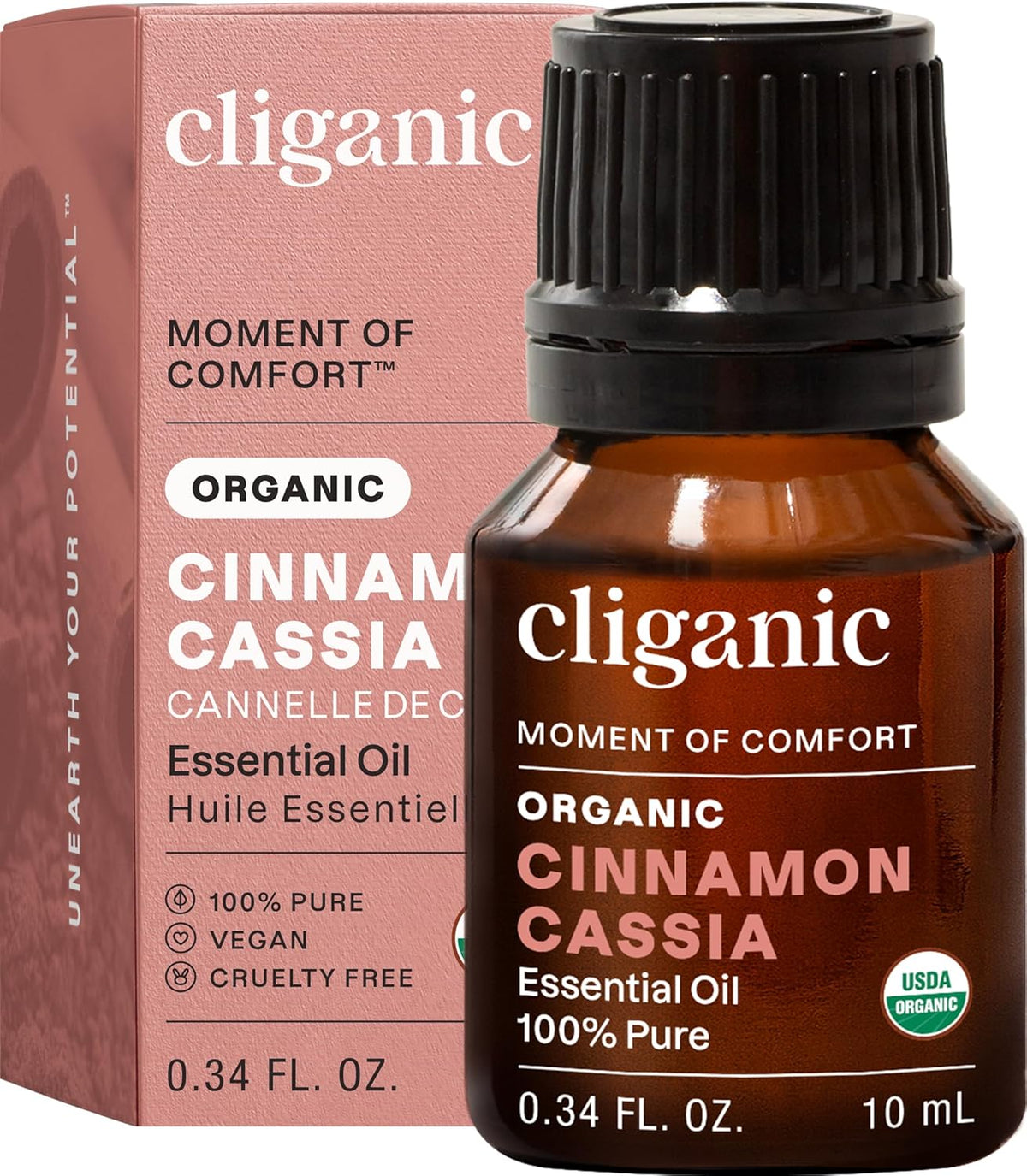 Organic Cinnamon Cassia Essential Oil for Diffuser, Pure, 0.33Oz
