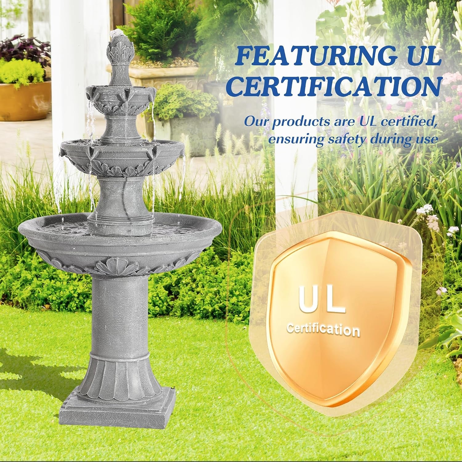 48.4" H Italian Outdoor Water Fountains, Fountains and Waterfalls