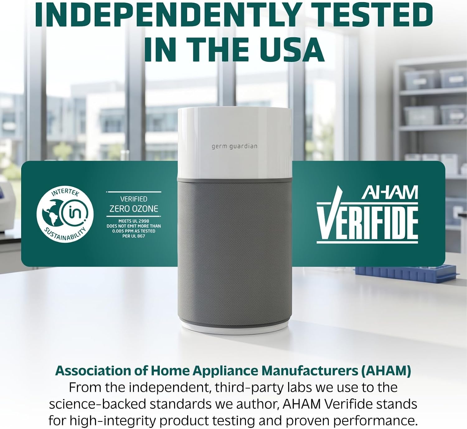 Airsafe+ XL Air Purifier for Bedroom and Home - UV-C - 360-Degree True HEPA Filter - Filters Pet Dander, Dust, Pollen, Smoke - Air Quality Monitor - AC3200 - Gray & White
